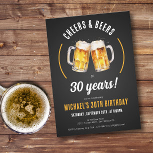 Cheers and Beers 30th Birthday Party Invitation