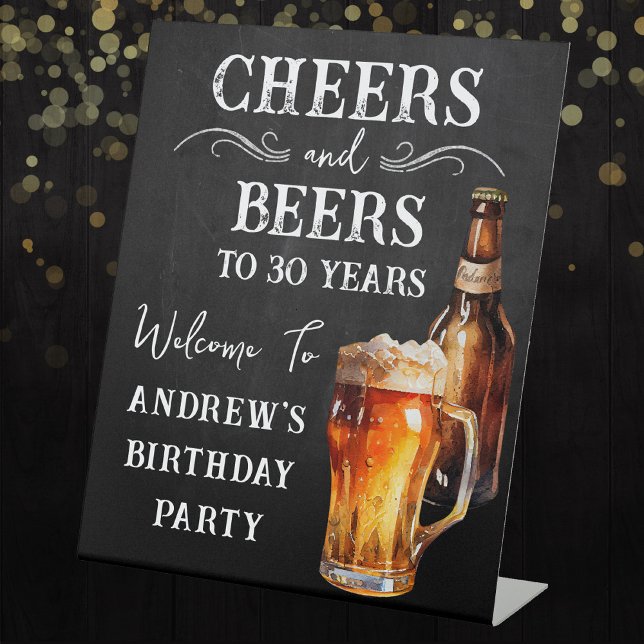 Cheers and Beers 30th birthday Pedestal Sign (Creator Uploaded)