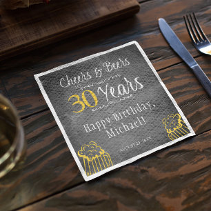 Cheers and beers 30th men milestone birthday party napkin
