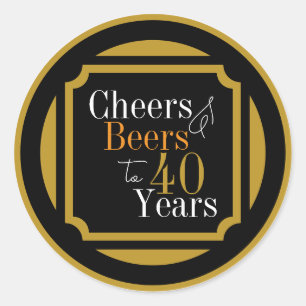 Cheers and Beers 40 Years Stylish Classic Round Sticker