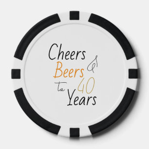 Cheers and Beers 40th Birthday Minimal Poker Chips