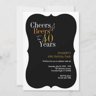 Cheers and beers 40th birthday party decorative invitation