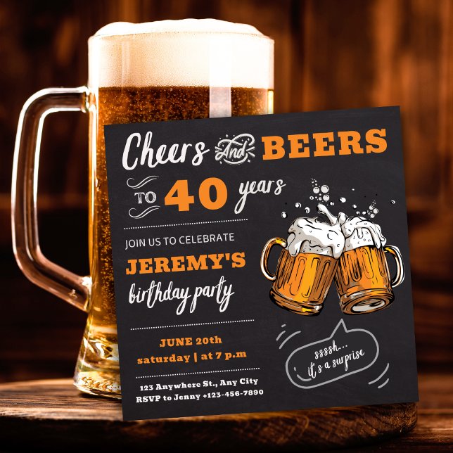 Cheers and Beers 40th Birthday Party Invitation (Creator Uploaded)