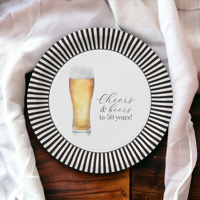 Cheers and Beers 50th Birthday Party Paper Plate (Creator Uploaded)