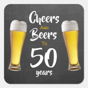 Cheers And Beers 50th Birthday Pints On Chalkboard Square Sticker