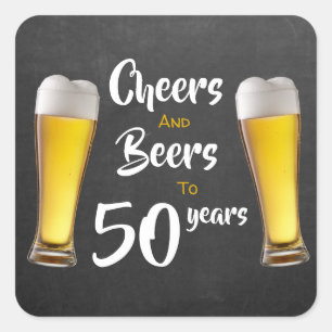 Cheers And Beers 50th Birthday Pints On Chalkboard Square Sticker