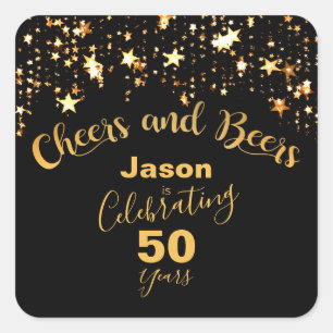 "Cheers and Beers" 50th Birthday Square Sticker