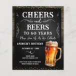 Cheers and Beers 60th Birthday Party Budget<br><div class="desc">Cheers and Beers Birthday Invitations. Easy to personalise. All text is adjustable and easy to change for your own party needs. Chalkboard and rustic wood background elements. Fun Chalkboard swirls and flourishes. Watercolor beer mug. Invitations for him. Bar or backyard BBQ birthday design. Any age,  just change the text.</div>