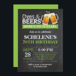 Cheers and Beers 70th Birthday Invitation Card<br><div class="desc">Cheers and Beers 70th Birthday Invitation Card. Adult Birthday. Green. 16th 18th 21st 30th 40th 50th 60th 70th 80th 90th 100th. Any Age. For further customisation,  please click the "Customise it" button and use our design tool to modify this template.</div>
