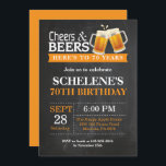 Cheers and Beers 70th Birthday Invitation Card<br><div class="desc">Cheers and Beers 70th Birthday Invitation Card. Adult Birthday. Orange. 16th 18th 21st 30th 40th 50th 60th 70th 80th 90th 100th. Any Age. For further customisation,  please click the "Customise it" button and use our design tool to modify this template.</div>