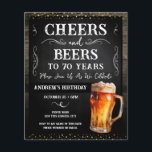 Cheers and Beers 70th Birthday Party Budget<br><div class="desc">Cheers and Beers Birthday Invitations. Easy to personalise. All text is adjustable and easy to change for your own party needs. Chalkboard and rustic wood background elements. Fun Chalkboard swirls and flourishes. Watercolor beer mug. Invitations for him. Bar or backyard BBQ birthday design. Any age,  just change the text.</div>