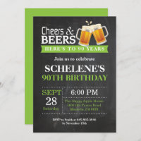 Cheers and Beers 90th Birthday Invitation Card