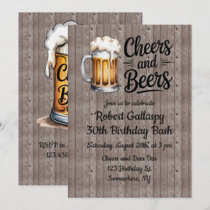 Cheers and Beers Adult Birthday Bash Invitation