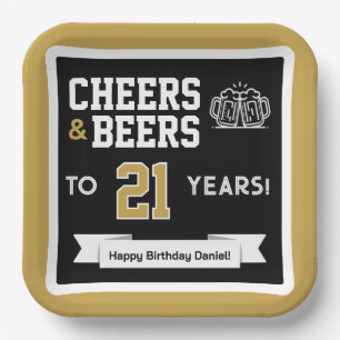 Cheers and Beers Adult Football Birthday Party Paper Plate