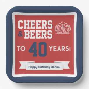 Cheers and Beers Adult Football Birthday Party Paper Plate