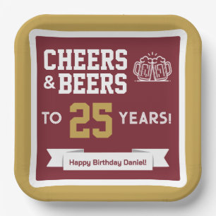 Cheers and Beers Adult Football Birthday Party Paper Plate