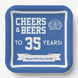 Cheers and Beers Adult Football Birthday Party Paper Plate
