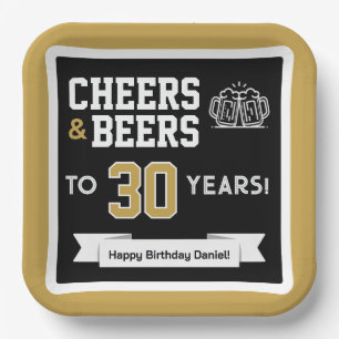 Cheers and Beers Adult Football Birthday Party Paper Plate