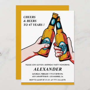 Cheers and Beers Adult Men 47th birthday Invitation