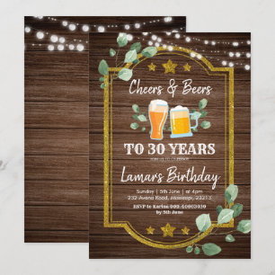 cheers and beers birthday invitation