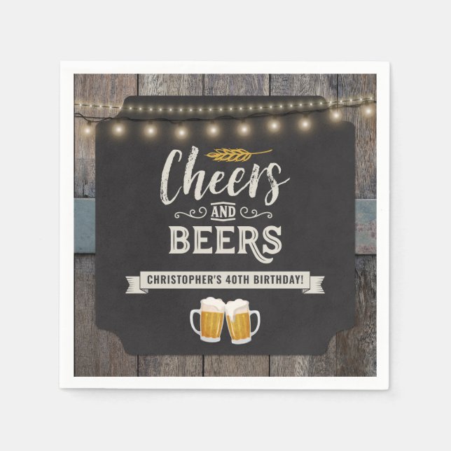 Cheers and Beers Birthday Napkin (Front)
