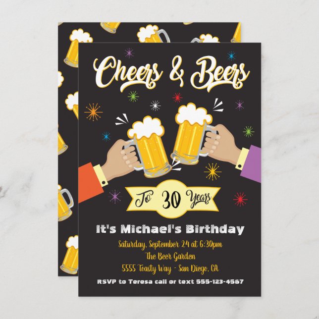 Cheers and Beers Birthday Party Invitation (Front/Back)