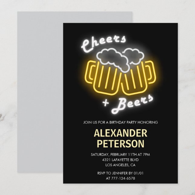 Cheers and Beers Black Men 43rd birthday Invitation (Front/Back)