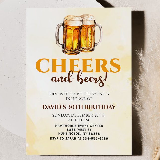Cheers and Beers Glass Birthday Party Invitation (Creator Uploaded)