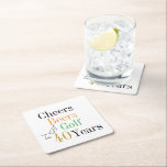 Cheers and Beers Golf 40th Birthday Party Square Paper Coaster<br><div class="desc">This is a cool and modern, 40th birthday, golf party design. It is a simple, minimal design, in classic black and white, with gold, orange and green coloured typography. Perfect for a cool and fun, golf and beer themed, 40th birthday party. This design is fully customisable, simply use the personalise...</div>