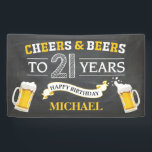 Cheers and Beers Happy 21st Birthday Banner<br><div class="desc">Cheers and Beers Happy 21st Birthday Banner. For further customisation,  please click the "Customise it" button and use our design tool to modify this template.</div>