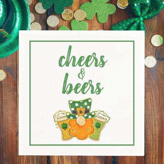 Cheers and Beers Leprechaun St Patrick's Day Party Napkin (Creator Uploaded)