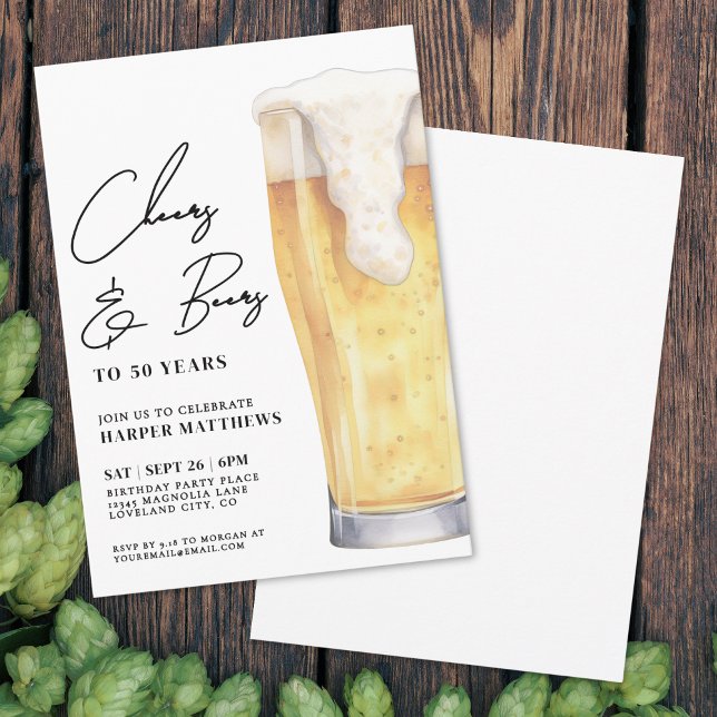Cheers And Beers Men's Birthday Invitation (Cheers And Beers Men's Birthday Invitation)