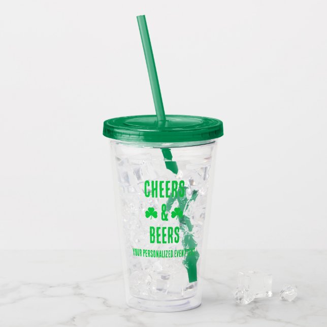 Cheers and Beers Party Event Acrylic Tumbler (Front Ice)