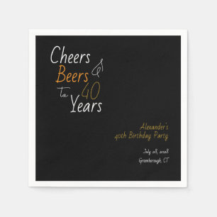 Cheers and Beers Personalised 40th Birthday Napkin