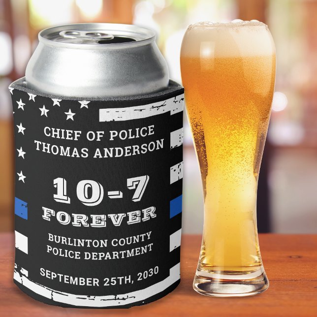 Cheers And Beers Personalised Police Retirement Can Cooler (Creator Uploaded)