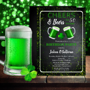 Cheers and Beers St. Patricks 50th Birthday Party Invitation