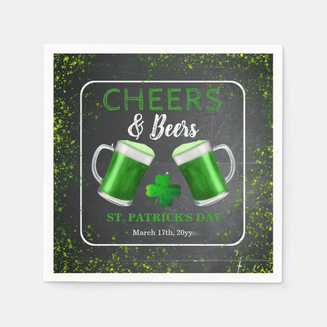 Cheers and Beers St. Patricks Day Party Napkin (Front)