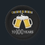 Cheers and Beers to 100 Years Paper Plate<br><div class="desc">Cheers and Beers to 100 Years Paper Plate</div>
