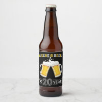 Cheers and Beers to 20 Years Beer Bottle Label