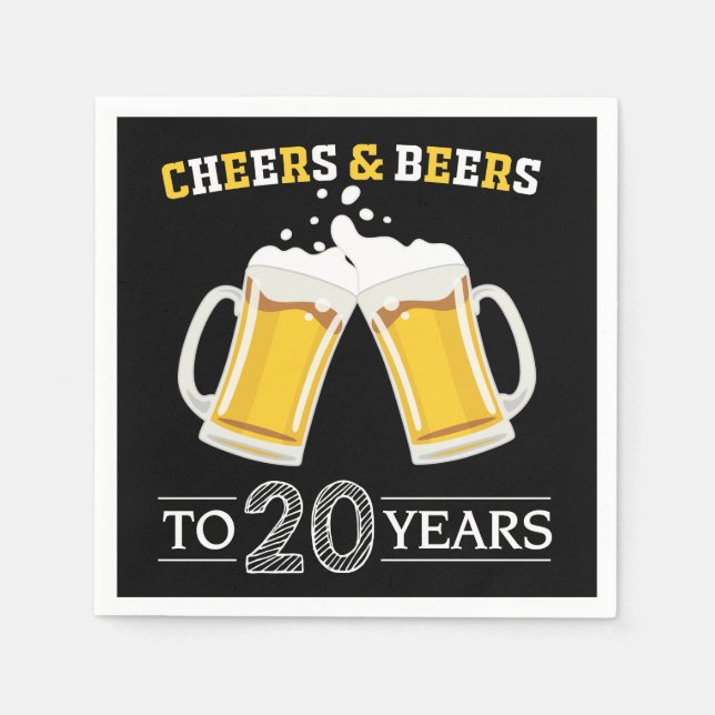 Cheers and Beers to 20 Years Napkins (Front)