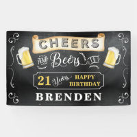 Cheers and Beers to 21 Years Birthday Party Banne