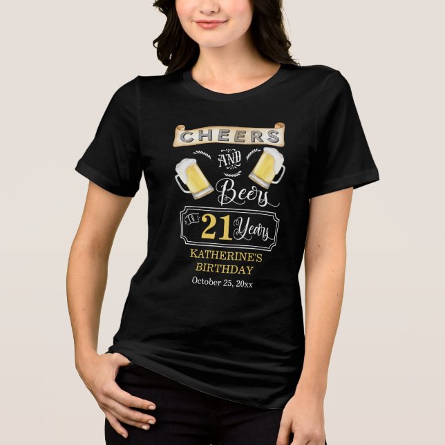 Cheers and Beers to 21 Years Birthday Party  T-Shi Tri-Blend Shirt (Front)