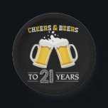 Cheers and Beers to 21 Years Paper Plate<br><div class="desc">Cheers and Beers to 21 Years Paper Plate</div>