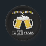 Cheers and Beers to 21 Years Paper Plate<br><div class="desc">Cheers and Beers to 21 Years Paper Plate</div>