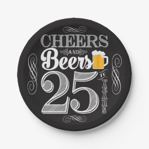 Cheers and Beers to 25 Years Paper Plates 7"