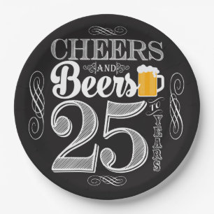 Cheers and Beers to 25 Years Paper Plates 9"