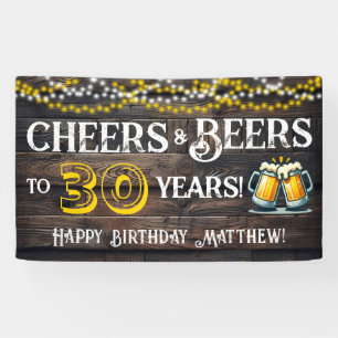 Cheers and Beers to 30 Years Birthday Party Banner