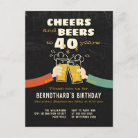 Cheers And Beers To 30 Years Retro Invitation