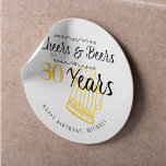 Cheers and beers to 30 years typography birthday classic round sticker<br><div class="desc">Informal and funny cheers and beers men thirty birthday party personalised white (changeable background colour) sticker / gift wrapping / envelope seal with a fancy typography script and a big yellow doodle beer mug. Suitable for any age or milestone birthday party. Easy to personalise by changing age and name /...</div>
