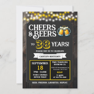 Cheers and Beers to 38 Years Brewery Birthday Invitation